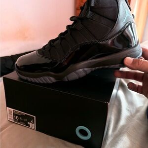 Jordan Black and Gray Patent Leather Sneakers